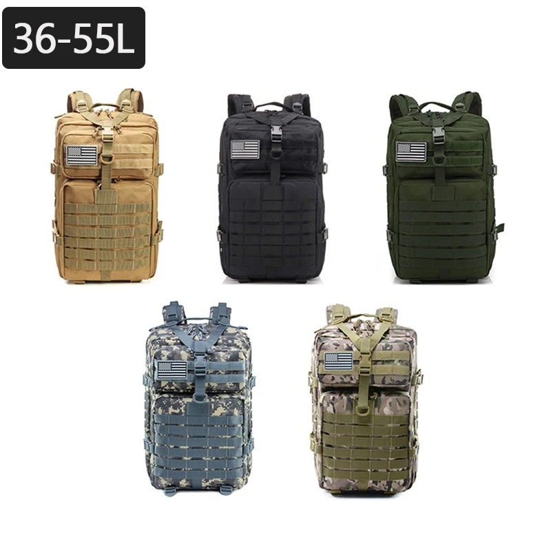 36-55L Camo Military Bag Men Tactical Backpack Military Army Bug Out Bag Waterproof Camping Hunting Backpack Trekking Hiking