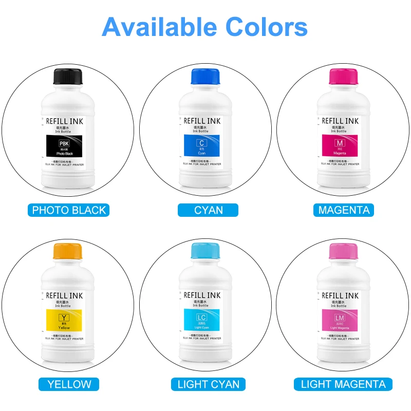 250ML/SET Art Paper Pigment Ink Artpaper Ink For Epson T50 P50 L1300 1390 L800 L1800 DX5 DX6 DX7 TX800 XP600 All Inkjet Printers