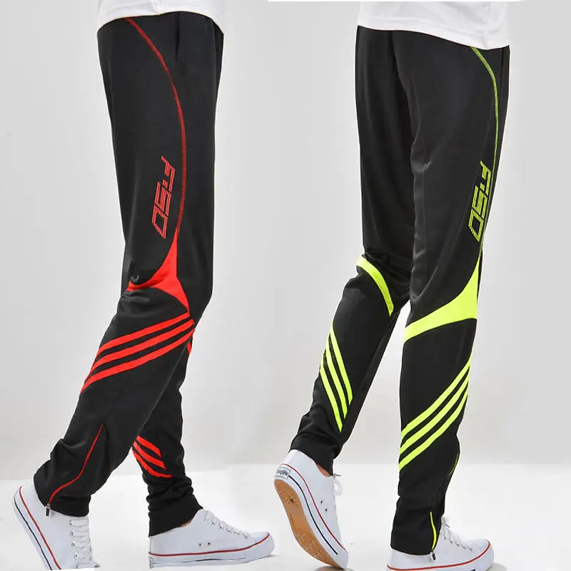 Men's Leggings Sweat Pants Sports Football Training Viscose Fiber Quick-Drying Running Fitness Zipper Elastic Casual Gymnastic