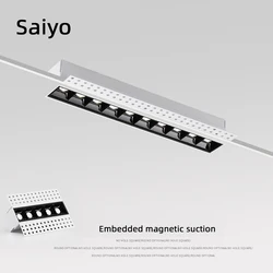 Saiyo LED Downlight 라인 라이트 바 크리 에이 티브 선형 무테 마그네틱 램프 Recessed 천장 램프 스트립 거실 복도 조명