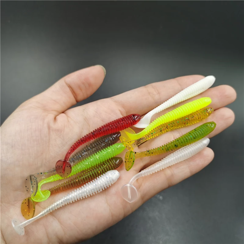 

5/20pcs 60mm 1g Jig Lure Worm Fishing Lures Wobbler Swivel Bass Fishing Tackle Attractive Artificial Rubber Soft Bait Silicone
