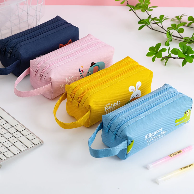 ペンケースかわいいtrousse scolaire学校ペンケースpiornik二重層大学用品estucheアブラソコムツ鉛筆ポーチ