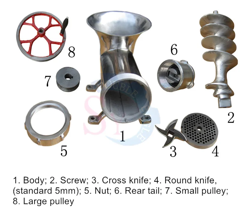 304 32# Stainless Steel Manual Pully Meat Grinder Mincer Beef Pepper Grinding Machine For Dogs or Animals People Kitchen Use