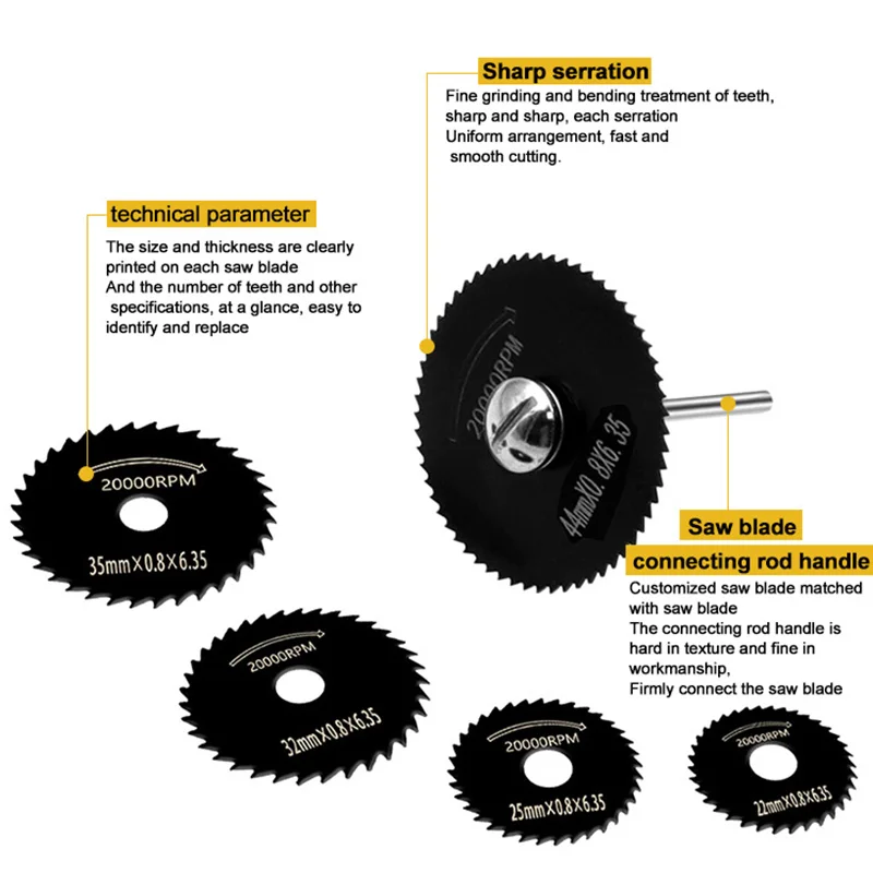 6pcs 7pcs stainless steel small cutting blade circular saw blade cutting blade wood cutting blade electric tool