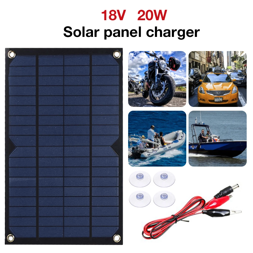 20W Single Crystal Charging Automotive Flexible Energy Saving Solar Panel For Phone Battery Charger RV Boat Camping Biological