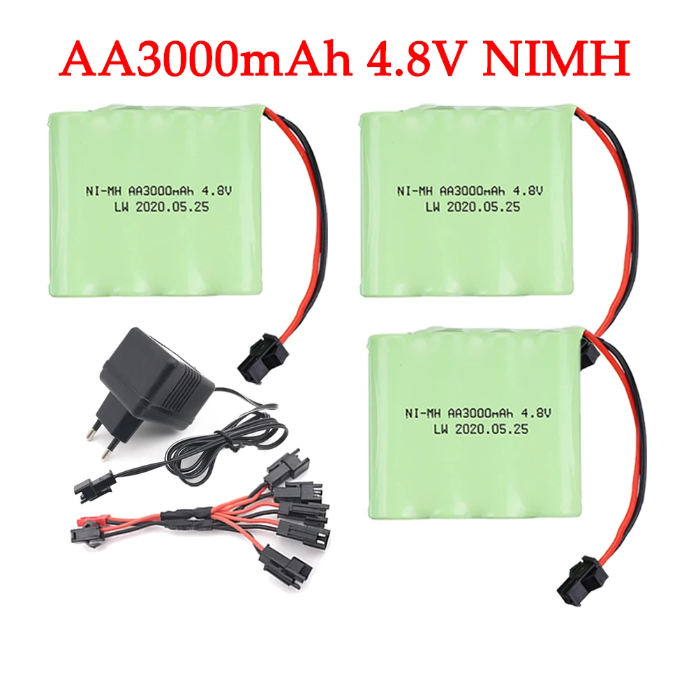 5pcs 4.8v 3000mah NiMH Battery Pack Charger Set For Rc toys Cars Tanks Robots Boats Guns Ni-MH 4.8v 3000mAh Rechargeable Battery