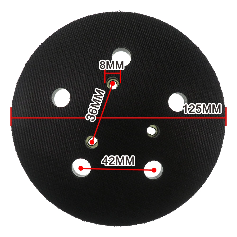 5 Inch 125M 5 Hole Backing Pad Hook and Loop Sander Pad Replacement for Porter Cable 333 334 Sander Replace 13904 13909