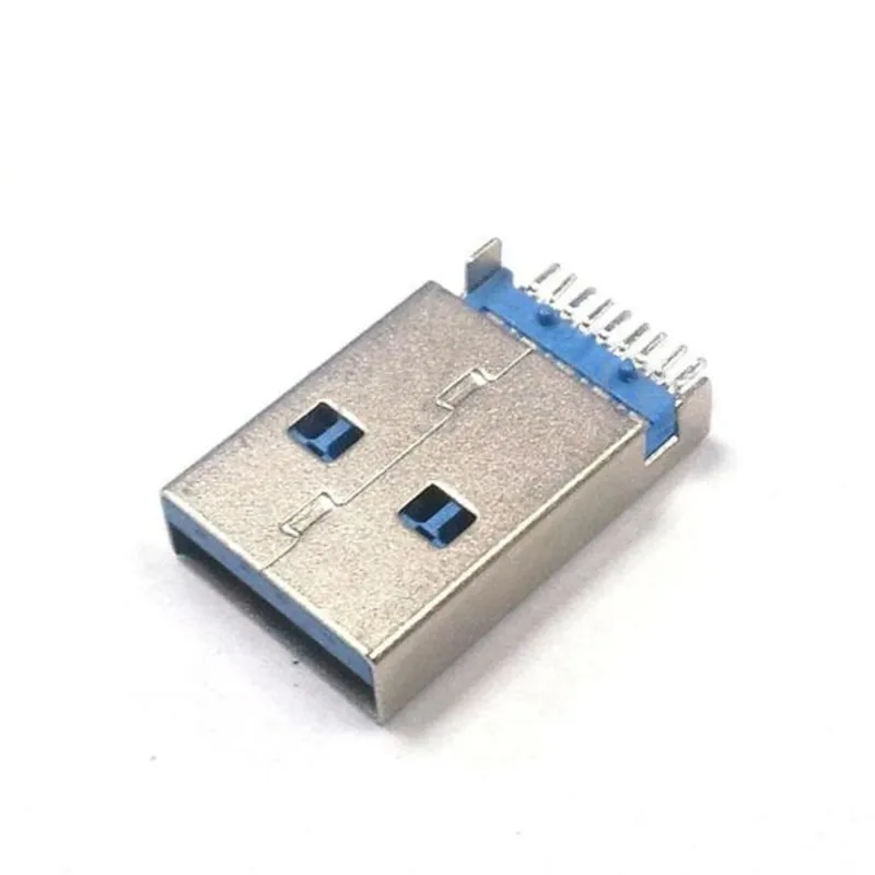10 قطعة USB 3.0 ذكر موصل مقبس نوع واجهة الأزرق التوصيل Junctor 9 دبوس لحام سلك وعاء