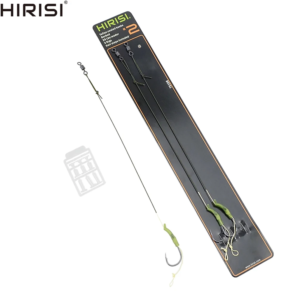 

Carp Fishing Rigs Hook Link with Coated Line Ready Made Hair Rigs Barbed Hook and Boilie Stoppers