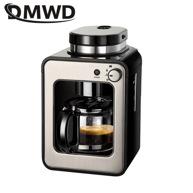 

DMWD Household Automatic American Coffee Machine Drip Type Coffee Maker With Filter Coffee Bean Grinder 2 in 1 Tea maker 220V