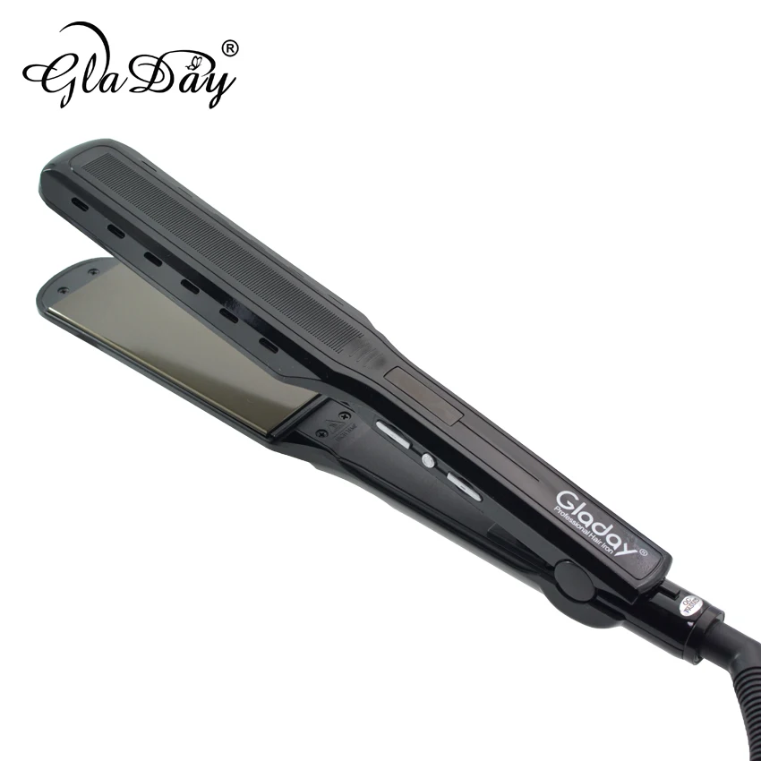 LCD display hair flat iron hair straightener with wide titanium plates fast heat up to 230 degree titanium straightening irons