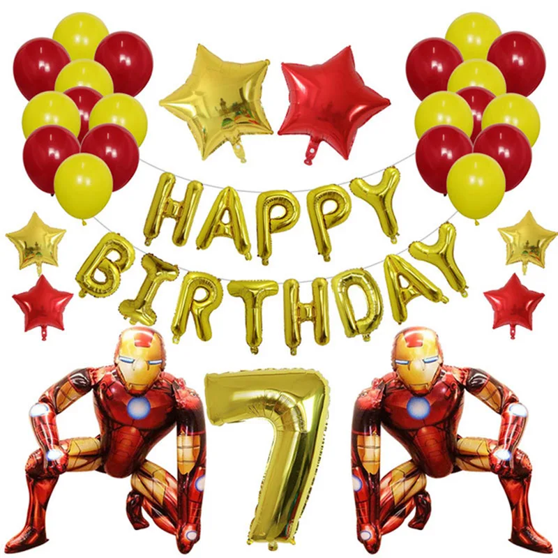 1 set 3D Marvel Big Iron Man Spider Hero palloncini Foil numero 1-9 palloncini Foil Kid forniture per decorazioni per feste di compleanno per adulti