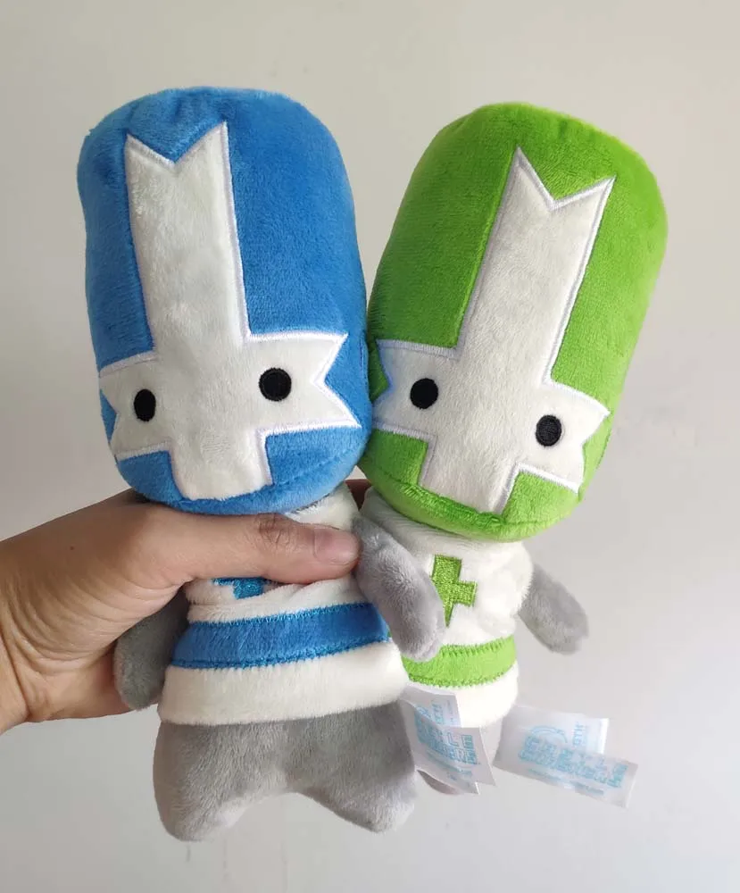 

2pcs Castle Crashers blue green Knight stuffed plush toy new 20cm