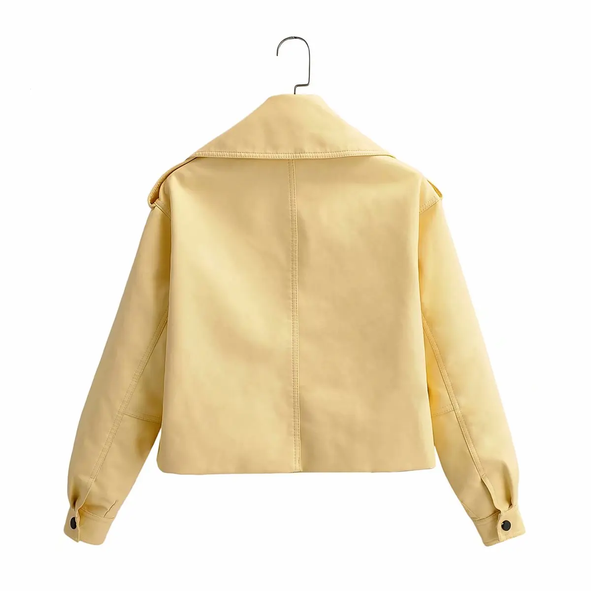 Primavera quente mulheres jaqueta de couro do falso motociclista amarelo preto casaco turndown collar plutônio motocicleta jaquetas soltas streetwear outerwear