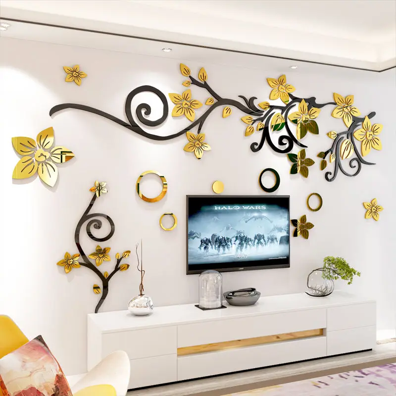 Flower Pattern Acrylic 3d Stereo Wall Stickers TV Background Wall Living Room Sofa Bedroom Bedside Room Decoration Wall Stickers