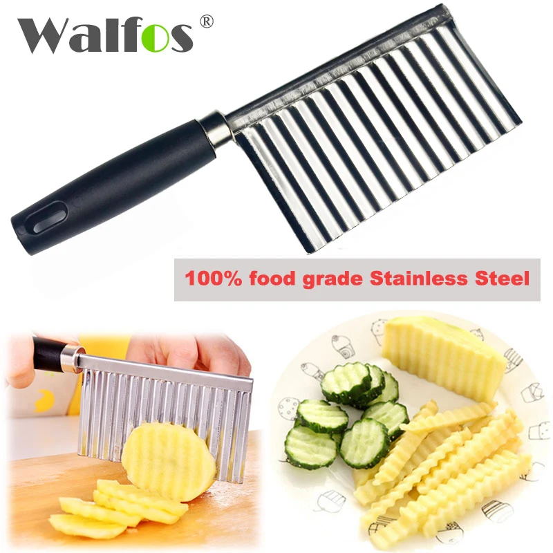 WALFOS stainless steel Potato Wavy Edged Knife Kitchen Gadget Vegetable Fruit Cutter Cooking Tools kitchen knives Accessories