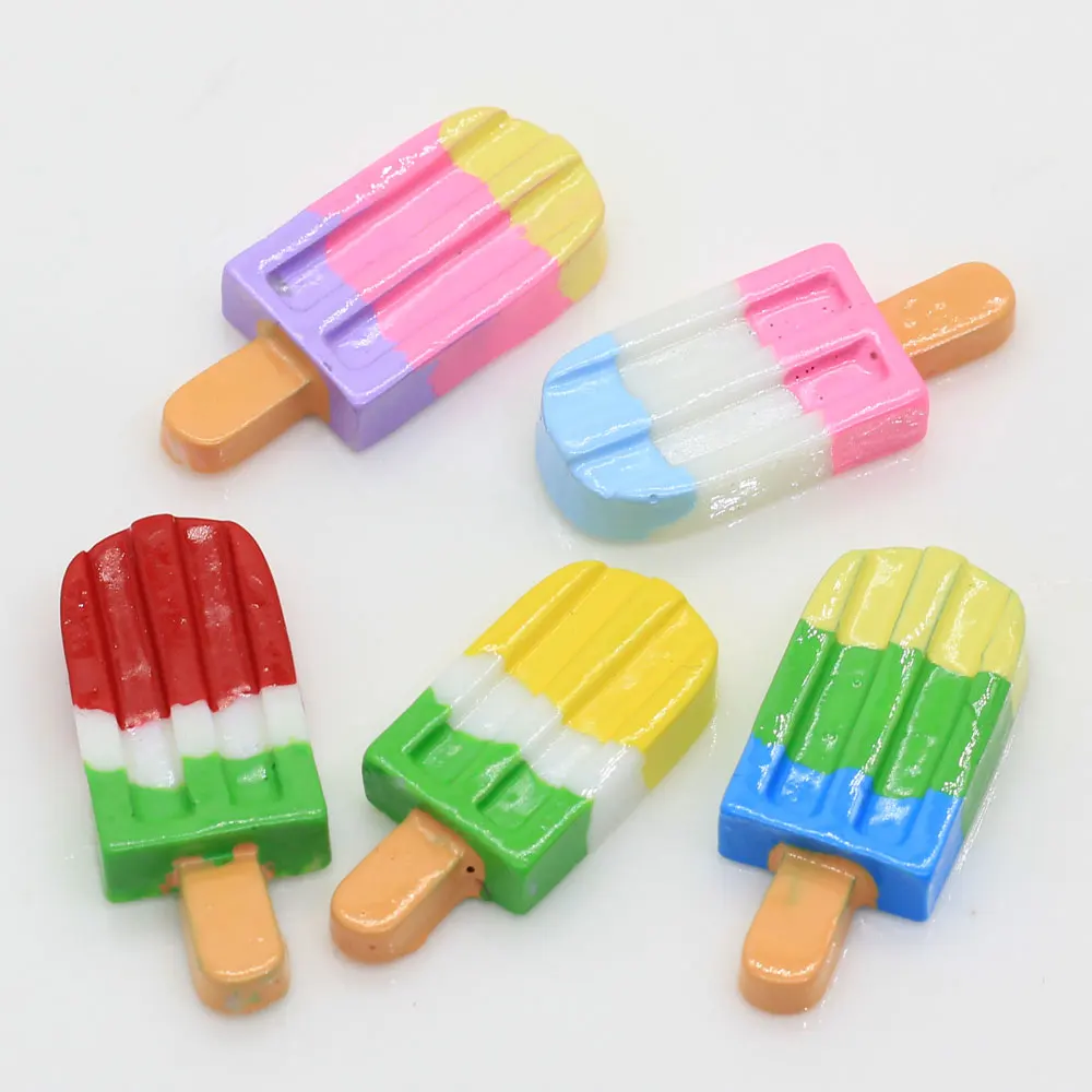 Cute Mixed Colors Resin Flatback Popsicle Summer Party Decoration Miniatures Resin Ice Lolly Cabochon For Embellishmen