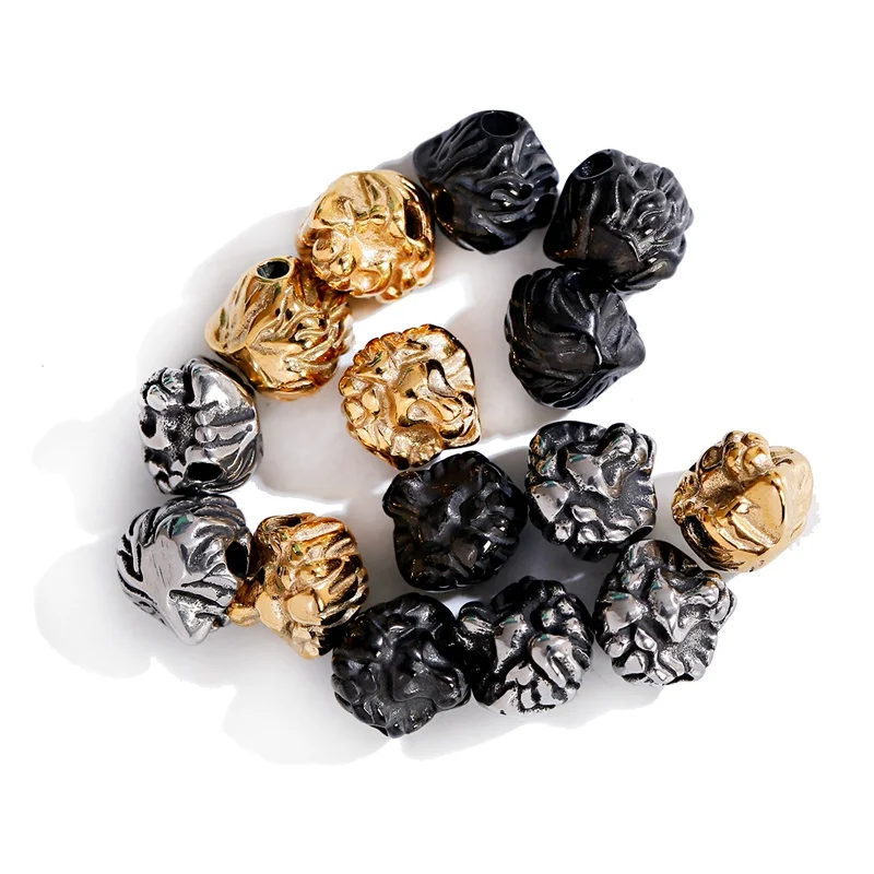 3PCS/Lot Charm Beads Leopard Stainless Steel Fashion Accessories Fashion Lion Beads For Making Bracelet