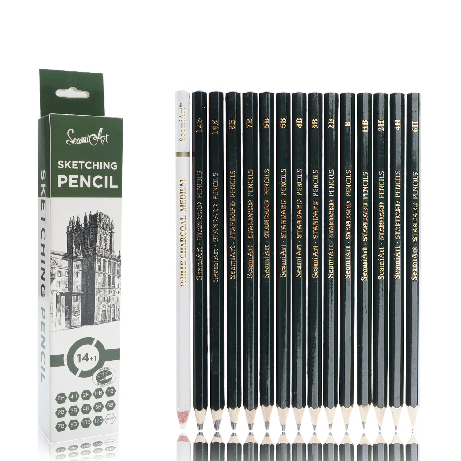 

15pcs/set sketching pencil set special stationery for artistic drawing and sketching 6H/4H/2H/HB/B/2B/3B/4B/5B/6B/7B/8B/10B/12B/