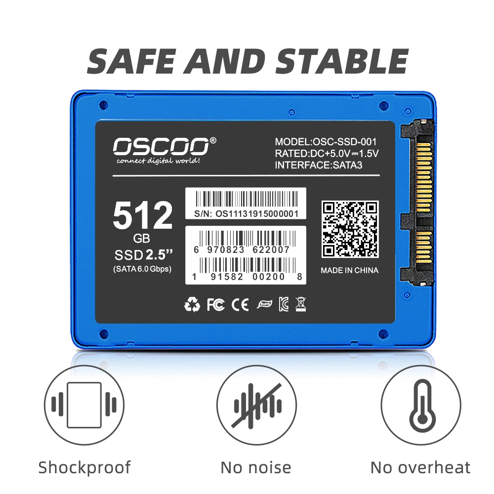 OSCOO-disco duro SATA3 SSD de 2,5 pulgadas, 128GB, 256GB, 512GB, 1TB, para portátiles, de escritorio, Notebook