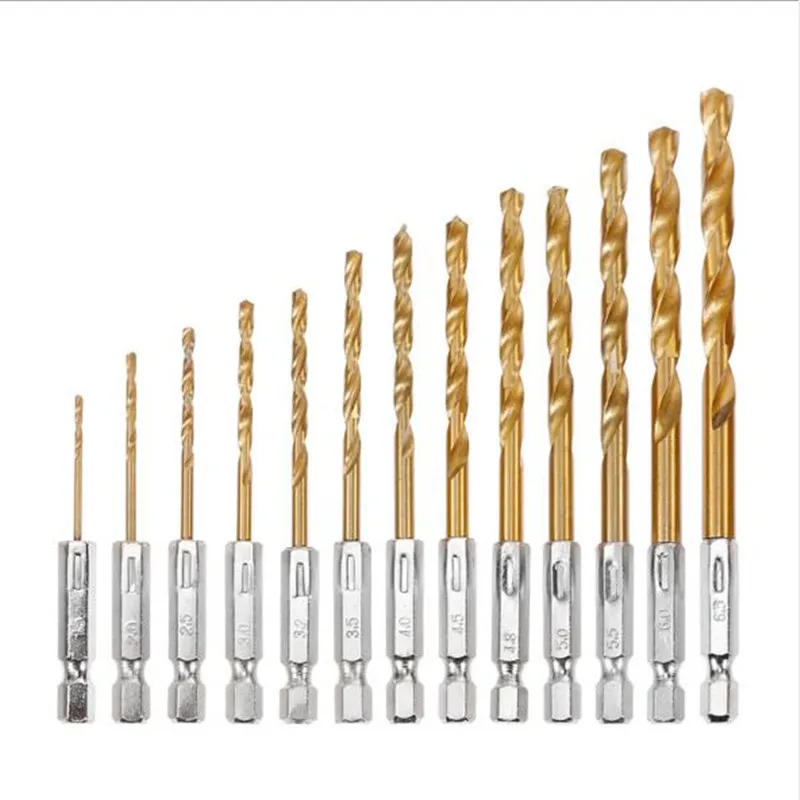 1Pcs HSS High Speed Steel Drill Set 1/4 Hexagon Handle Titanium Coated Twist Drill 1.5-6.5mm High Quality Tools