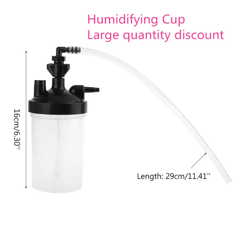 CPAP Humidifier container Oxygen Bubbler Bottle - Humidity Water Cup and Pipe Connector Elbow for  Concentrator