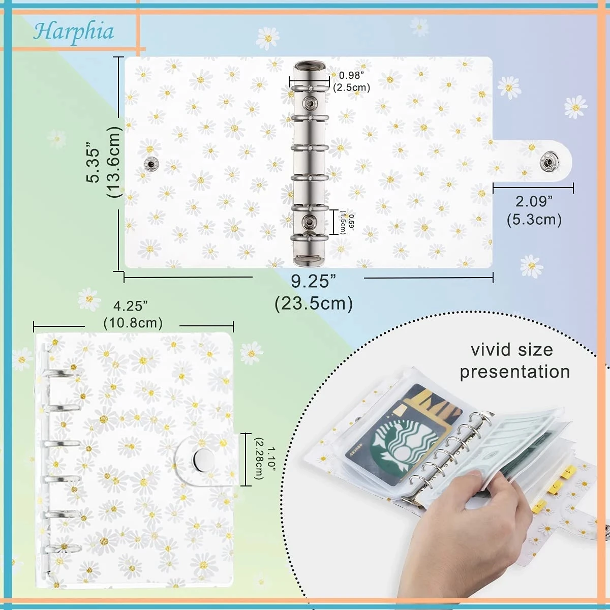 Imagem -05 - Clear Daisy Binder Notebook Orçamento Caixa Envelopes Planejador Organizador com Bolsos Binder Régua Papel de Recarga Etiqueta Adesivo a6