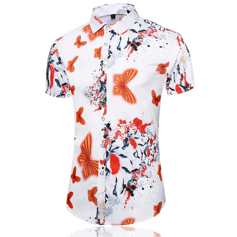 

Fashion Luxury Men's Shirts Summer Personalized Printed Short Sleeve Shirt Male Hawaiian Beach Shirt Plus Size 6XL 7XL