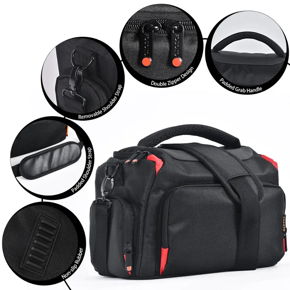 fosoto Professional DSLR Camera Bag Waterproof Digital Camera Shoulder Bag Video Camera Case For Sony Lens Canon Nikon Pouch