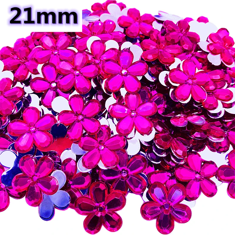 50-200pcs/Lot More Size Snowflake FlatBack Flower Acrylic Rhinestone For DIY Handmade Scrapbook Crafts Clothing Accessories