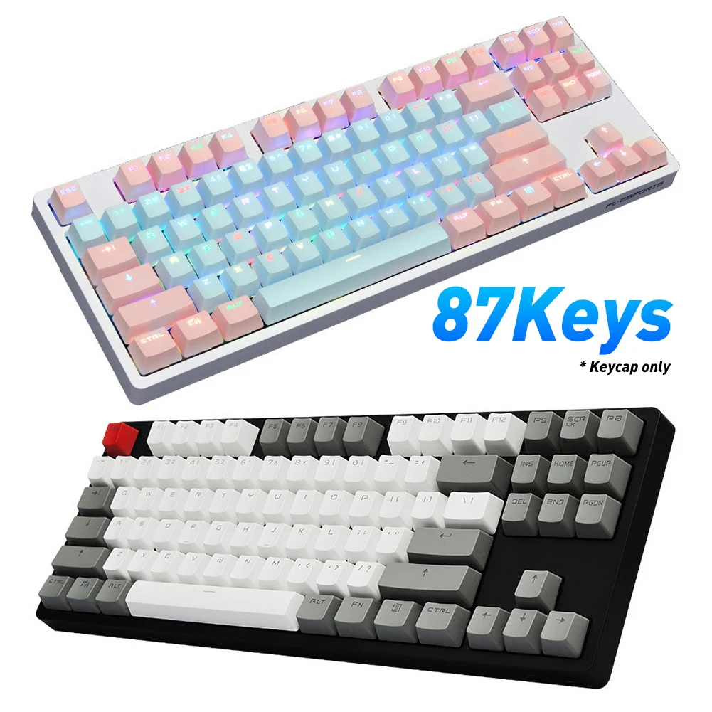 87Pcs/Set PBT Key Caps Color Matching Light-proof Mechanical Keyboard Keycaps Replacement for Cherry/Kailh/Gateron Keyboard Cap