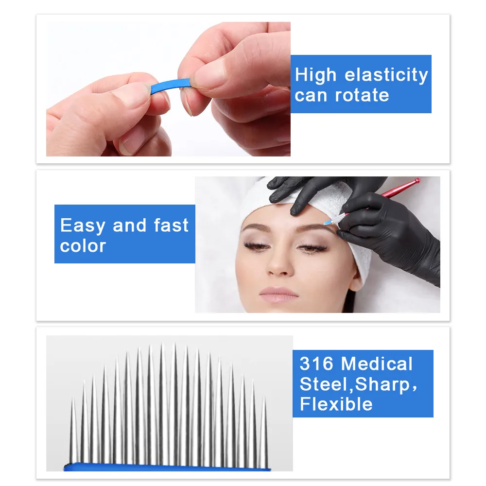100 pz estremamente sottile 0.18mm Nano lame Microblading aghi trucco permanente sopracciglio tatuaggio ago Microblade ricamo 3D