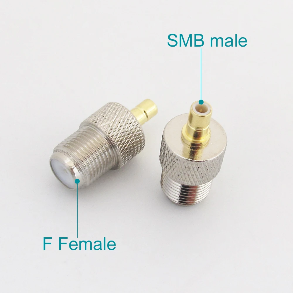 1pc Gold SMB Male to Nickel F Type F Female Straight RF Adapter Connector