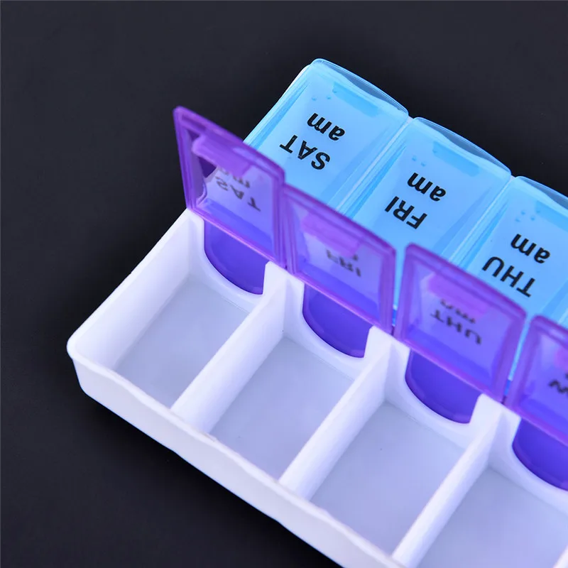 1PC 2 Row 14 Grids Medicine Storage Organizer Container Case Weekly 7 Days Tablet Pill Drug Box Holder Dispenser Health Care