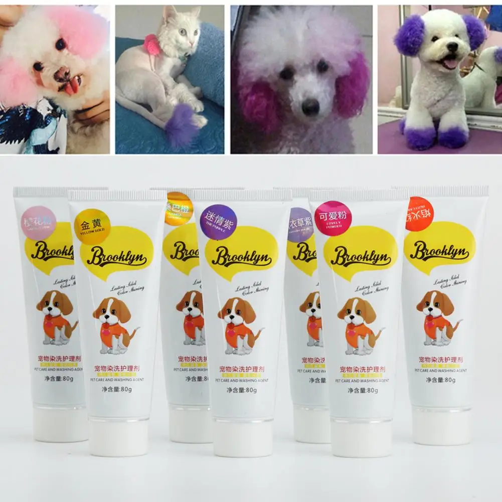 80g Semi Permanent Pet Dye Cream High Pigmented Colorful Dog Hair Bright Coloring Dyestuff Pigment Supplies for Home