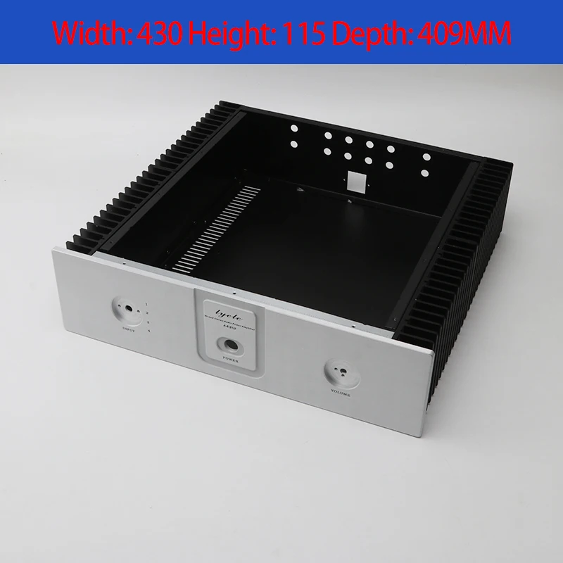 KYYSLB 430*115*407MM QL43115 All Aluminum Class A Amplifier Chassis Box House DIY with Blank Cooling Holes Amplifier Case Shell