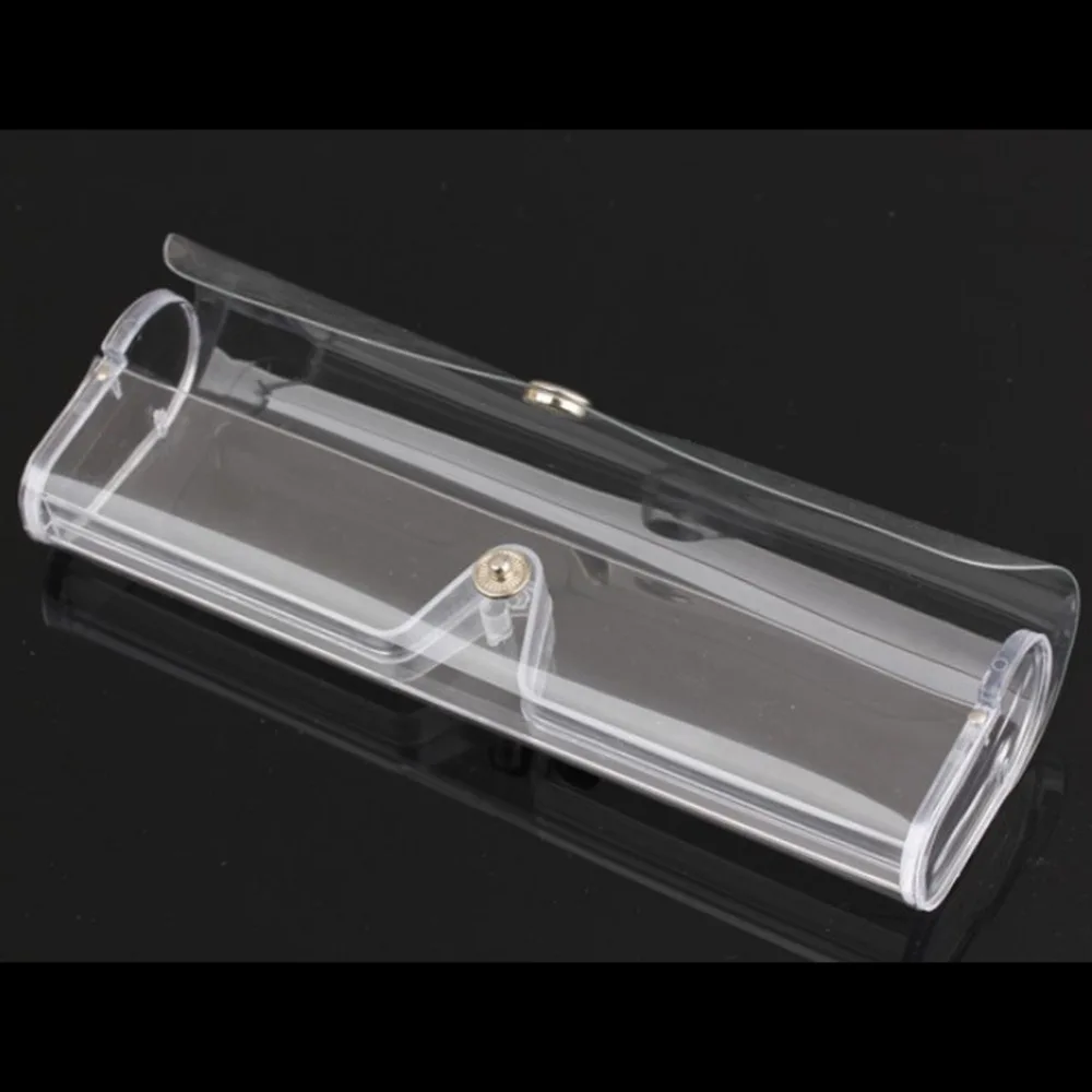 Rectangular Soft Eyeglass Case Clear PVC Plastic ultra-thin Sunglass Box Button Closure Design Large Opening Glasses Container
