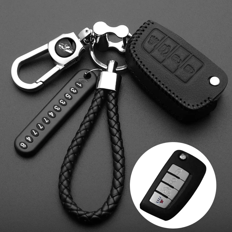 leather Car key Cover For Nissan Qashqai X-trail Murano Maxima Altima Juke QUEST Livina Tiida Nismo Fob Case