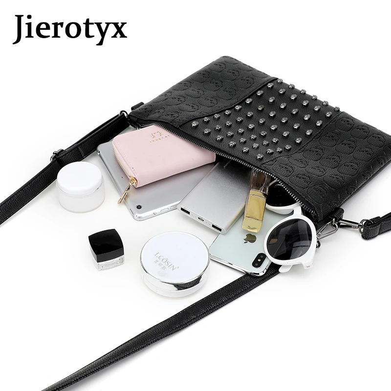 JIEROTYX 2020 Fashion PU Leather Shoulder Bag for Women Bag Ladies Evening Bag Women\'s Handbag Female Sexy Rivet Drop Shipping