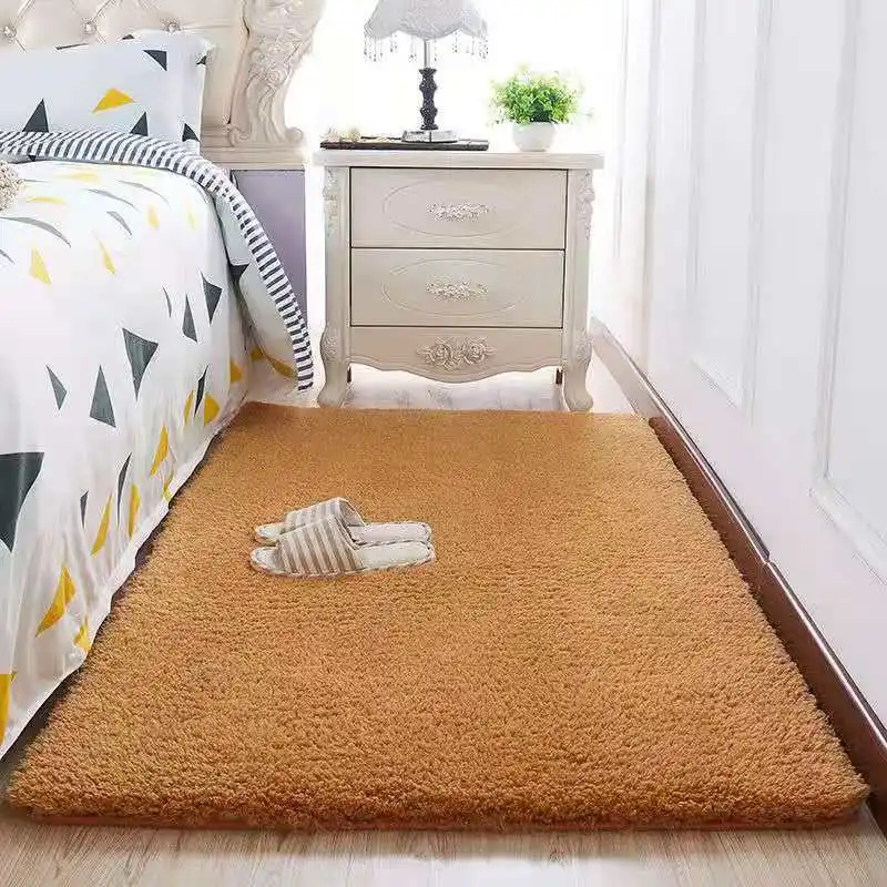 Modern Shaggy Carpet Living Room Coffee Table Bedroom Rugs Solid Color Fluffy Silky Rug Balcony Mats Home Decoration White