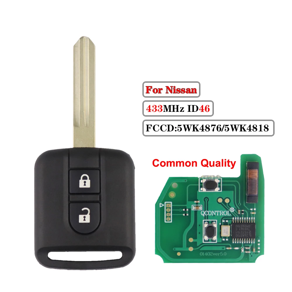 YIQIXIN Remote Car Key 2 Buttons ID46 Chip 5WK4876 5WK4818 For Nissan Cabstar F24M K12 Elgrand X-TRAIL Qashqai Navara Micra Note