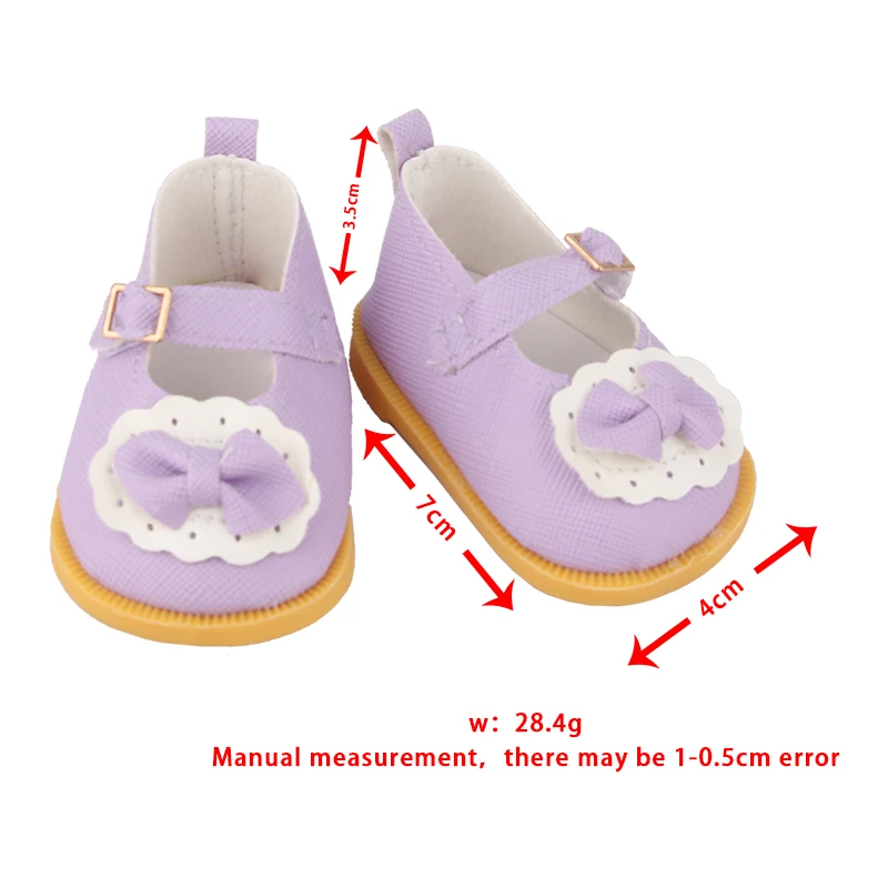 7cm Doll Shoes Fit 18 Inch American Doll Cute Leather Bow Shoes Boots For 43cm Baby New Born&OG,Russia Girl Doll Accessories Toy