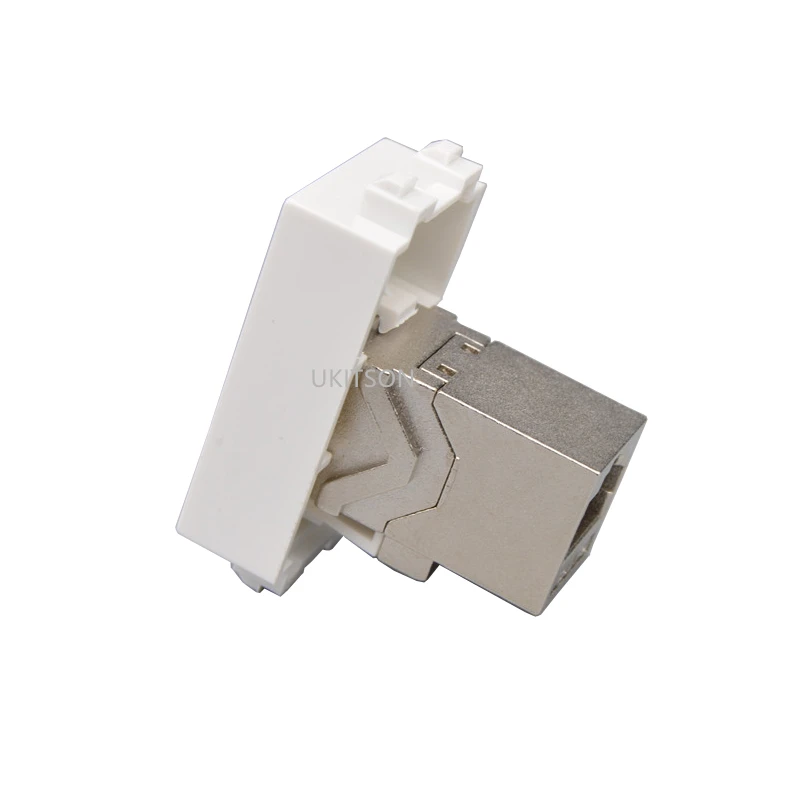 Female CAT6A RJ45 Slot Module 23x36mm Socket For 10GB LAN Shielded CAT.6A Internet Extender Plug In White Color