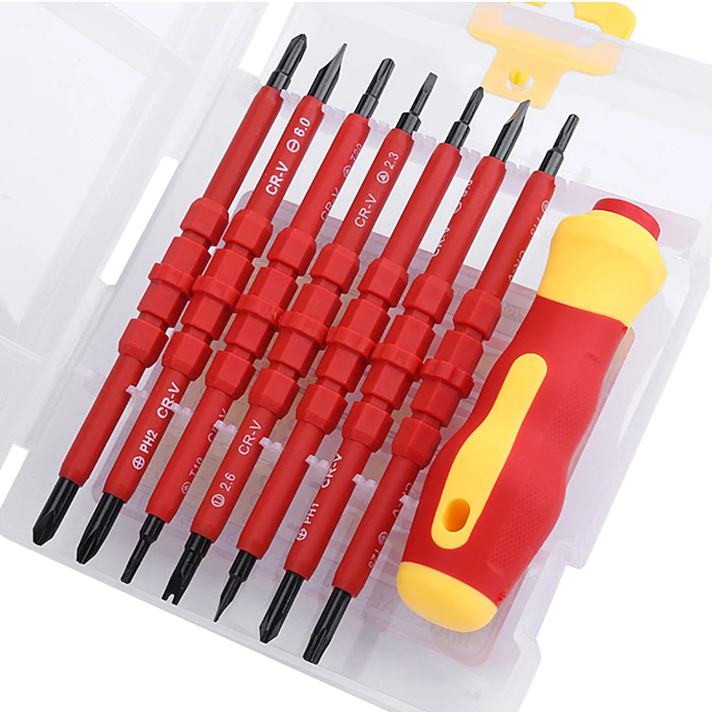 Electrician Insulated Screwdriver Set Electrical Dual Head Hand Tool Screwdriver Bits Tool Kit Opening Repair Precision Tool Set