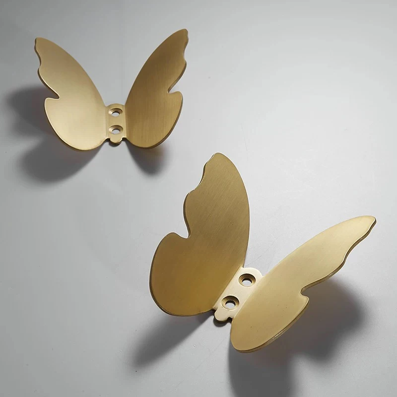 Brass coat hook light luxury brushed gold three-dimensional butterfly bedroom coat rack decoration porch creative coat rack