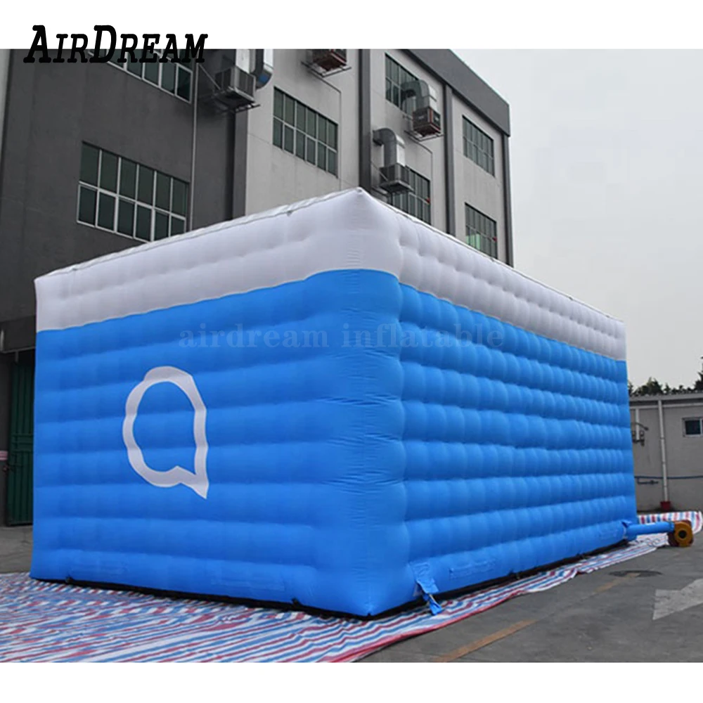 Outdoor customized Any size 6x4m blue inflatable selling booth cube stand circus tent with air blower for party tent event tent