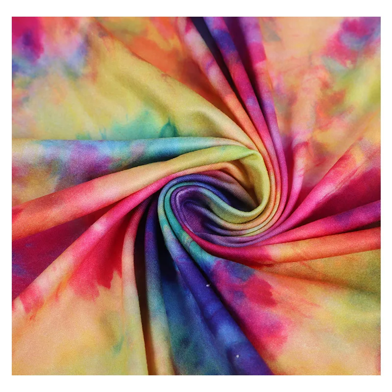 92% polyester 8% spandex Milk Silk Tie-dye Printed Stretch Single Jersey Garment Cloth Swiming Dress Fabric by meter 150cm width