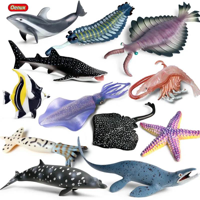 Oenux Prehistoric Anomalocaris Opabinia Mosasaurus Starfish Crab Sea Life Animals Model Action Figures Miniature Education Toys