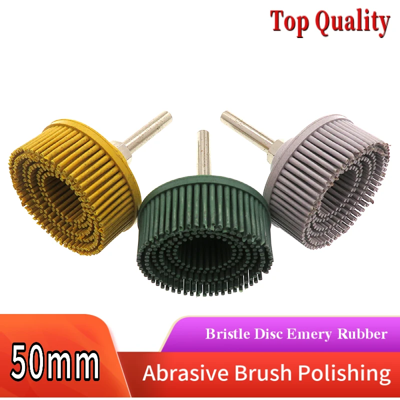 2Inch 50MM Bristle Disc Emery Rubber Abrasive Brush Polishing Grinding Wheel for Burr Rust Removal Grit 50#80#120#