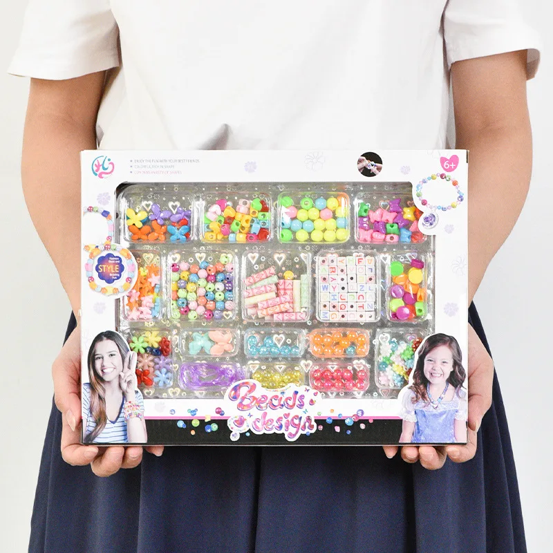 Diy criativo grânulos artesanais brinquedo menina fazer pulseira colar frisado jóias puzzle brinquedos educativos para crianças